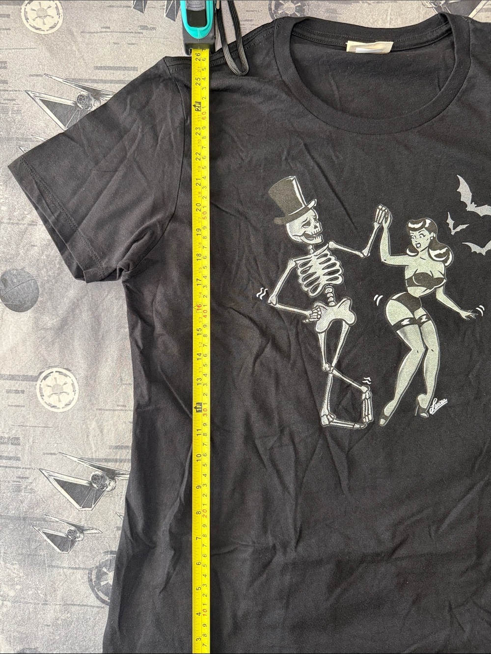 NWOT MISCHIEF MADE SKELETON DANCE PINUP GIRLY TEE SZ 2X - Picture 2 of 6